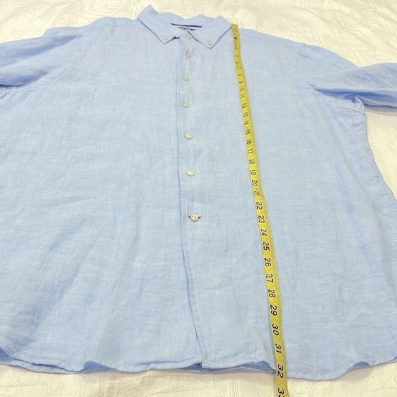 Men’s Linen CREMIEUX Classics Button Up Dress Shirt Light Blue Size X-Large - Picture 11 of 12